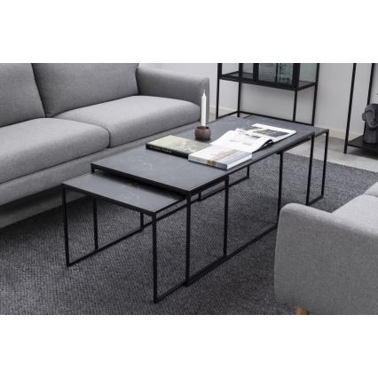Set med soffbord ALMA 3 delar antracit