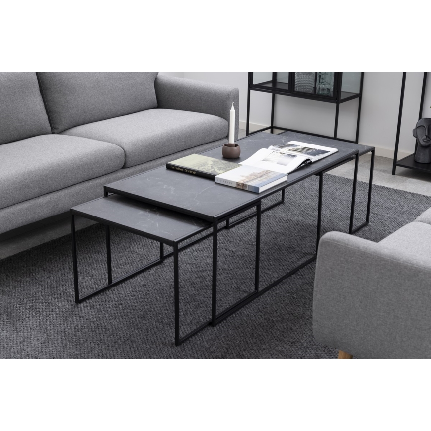 Set med soffbord ALMA 3 delar antracit