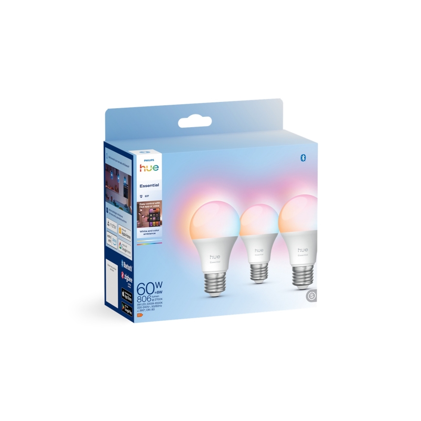 3-pack dimbara LED-lampor Philips Hue White And Color Ambiance Essential E27/8W/230V 2200-6500K