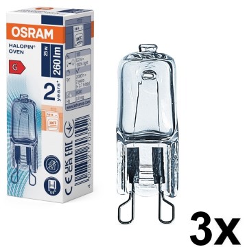 Set med 3 ugnslampor HALOPIN G9/25W/230V 2700K - Osram