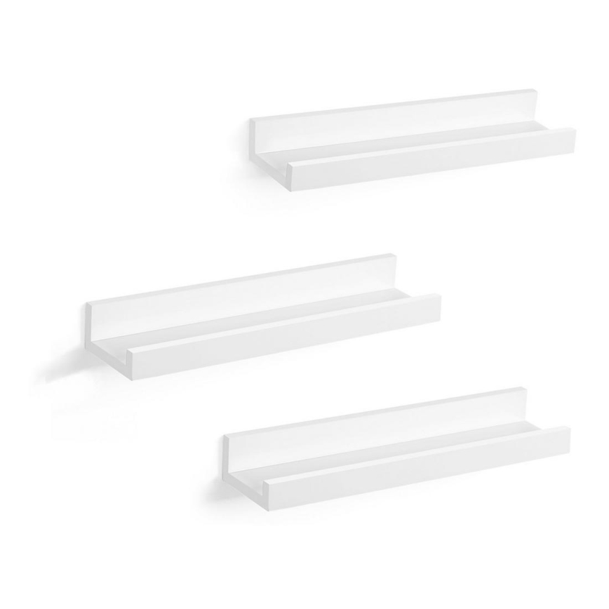 Set med 3 vita vägghyllor SHELFY