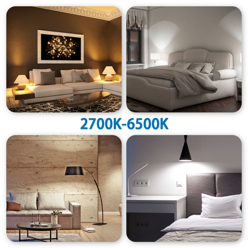 Set med 6 dimbara LED RGBW-lampor GU10/6,5 W/230 V 2700–6500 K Wi‑Fi - Aigostar