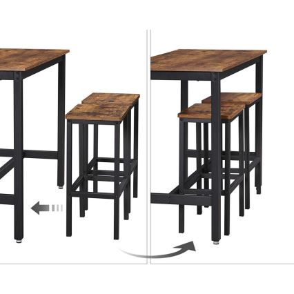 Set med barbord och 2 barstolar BARTIS, brun/svart