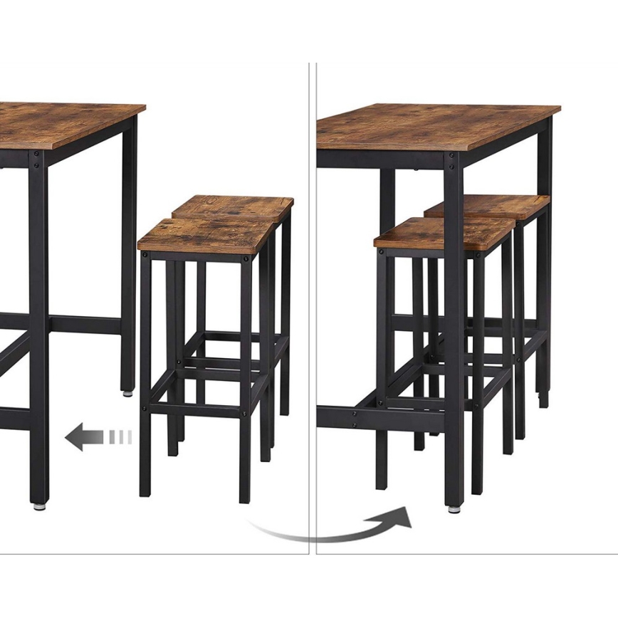 Set med barbord och 2 barstolar BARTIS, brun/svart