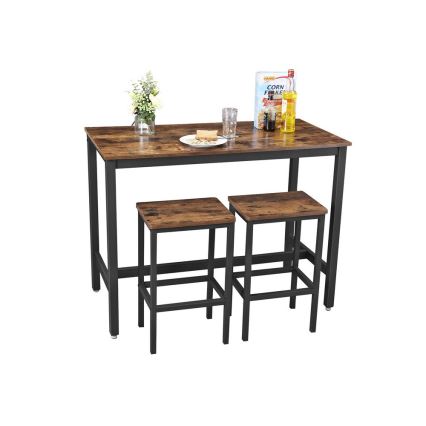 Set med barbord och 2 barstolar BARTIS, brun/svart