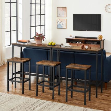 Set med barbord och 2 barstolar BARTIS – brun/svart