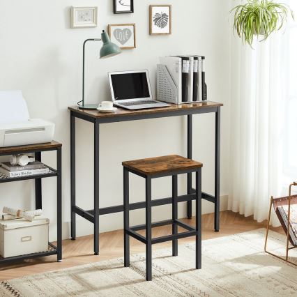 Set med barbord och 2 barstolar BARTIS – brun/svart