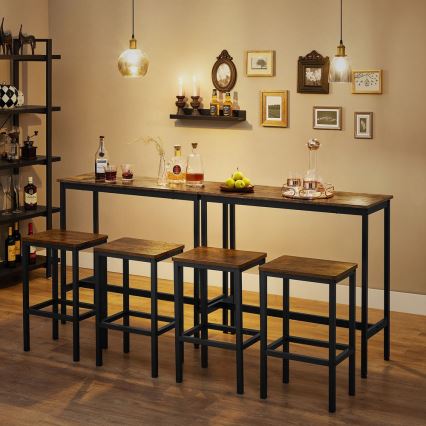 Set med barbord och 2 barstolar BARTIS – brun/svart