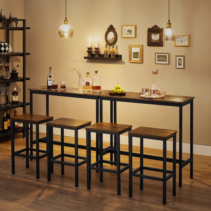 Set med barbord och 2 barstolar BARTIS – brun/svart