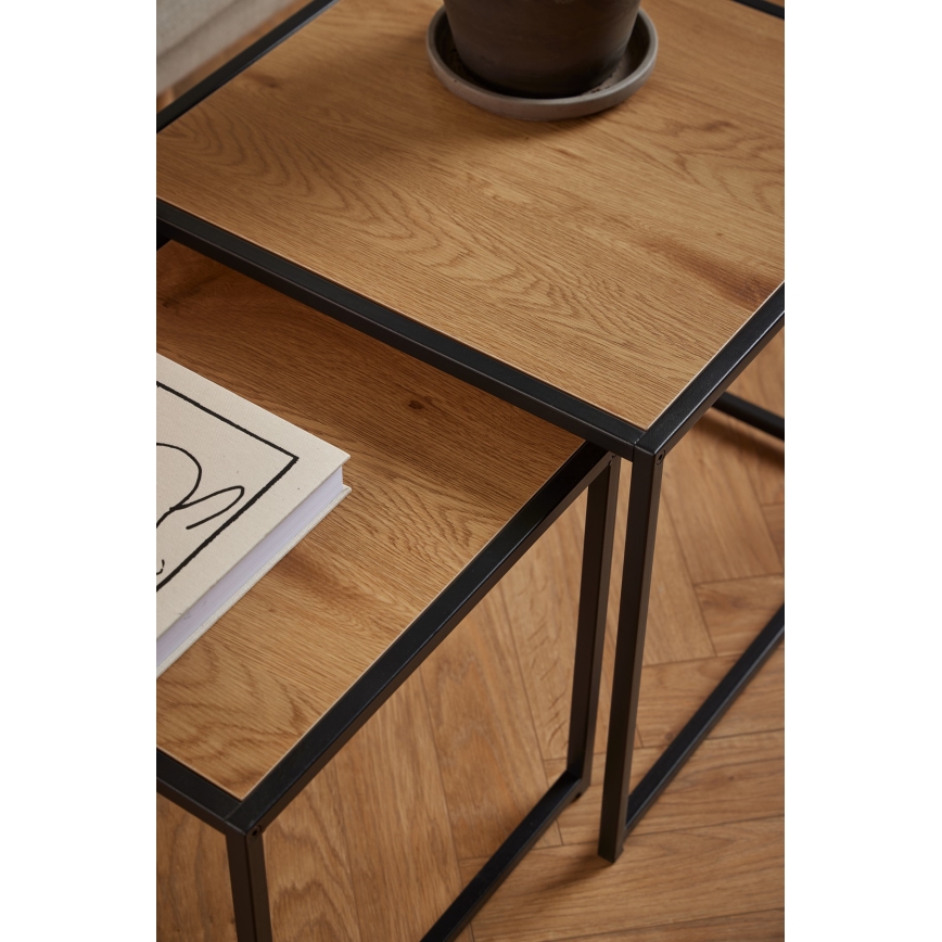 Set med soffbord SARON 2 st ek/svart