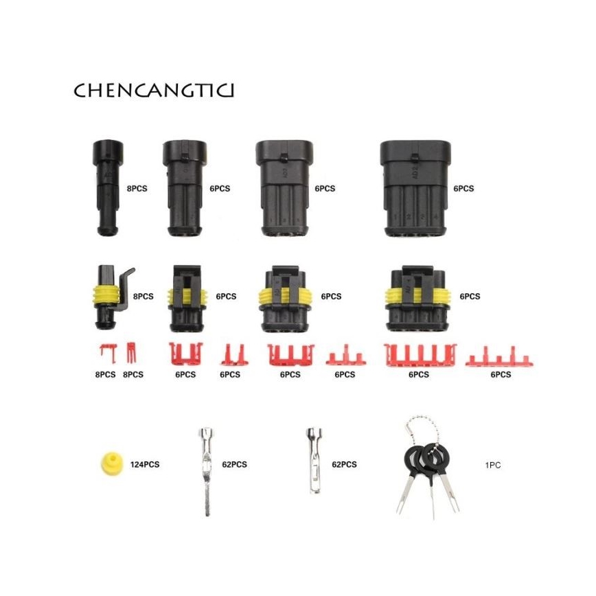Set med vattentäta bilkontakter AMP Tyco 353 delar
