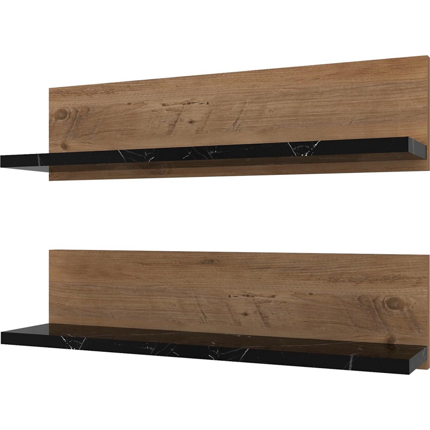 Set om 2 hyllor SHELFIE, furu/svart
