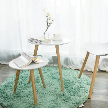Set om 2 sidobord SERA vit/brun