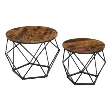 Set om 2 soffbord TALIA brun/svart