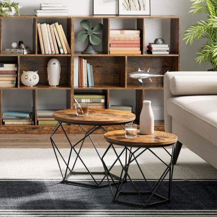 Set om 2 soffbord TALIA brun/svart