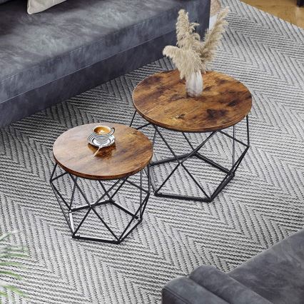 Set om 2 soffbord TALIA brun/svart