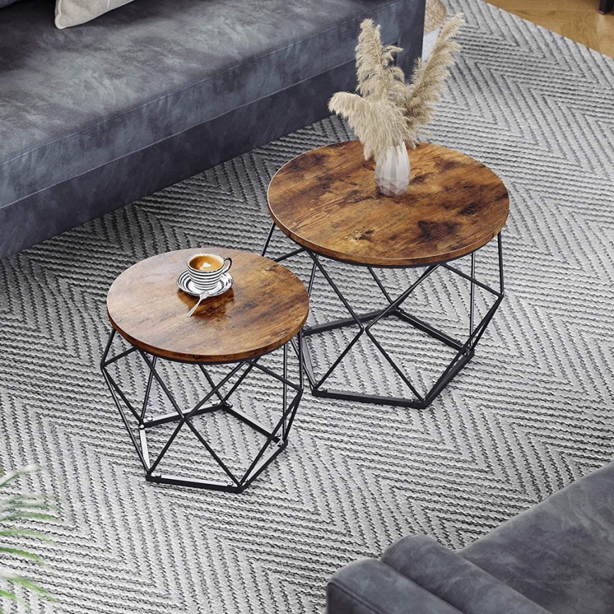Set om 2 soffbord TALIA brun/svart