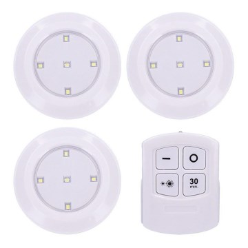 Set om 3 dimbara LED-armaturer med fjärrkontroll LED/3xAAA