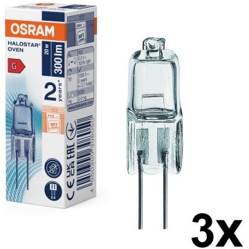 Set om 3 ugnslampor HALOSTAR G4/20W/12V 2700K - Osram