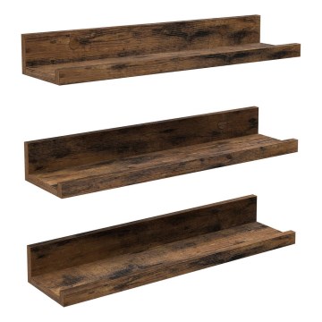 Set om 3 vägghyllor SHELFY, bruna