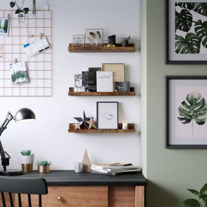 Set om 3 vägghyllor SHELFY, bruna