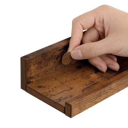 Set om 3 vägghyllor SHELFY, bruna