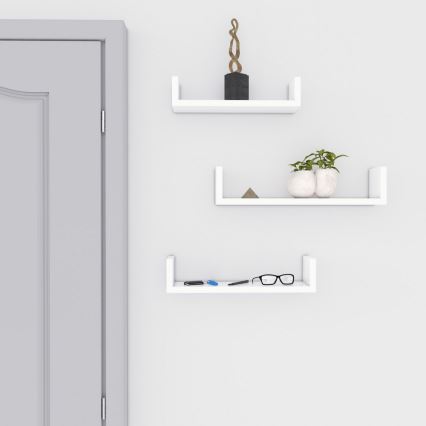 Set om 3 väggmonterade hyllor SHELFY, vit