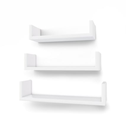 Set om 3 väggmonterade hyllor SHELFY, vit