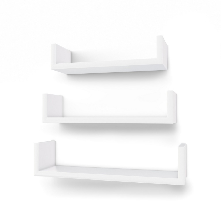 Set om 3 väggmonterade hyllor SHELFY, vit