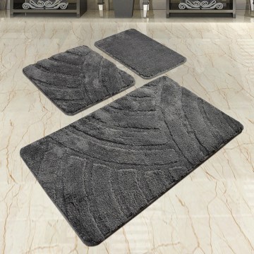 SET OM 3x Badrumsmatta ALYA 60/60/100 cm antracit