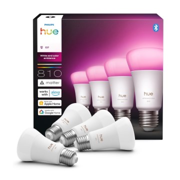 Set om 4 dimbara LED-lampor Philips Hue WHITE AND COLOR AMBIANCE E27/6W/230V 1000-20000K