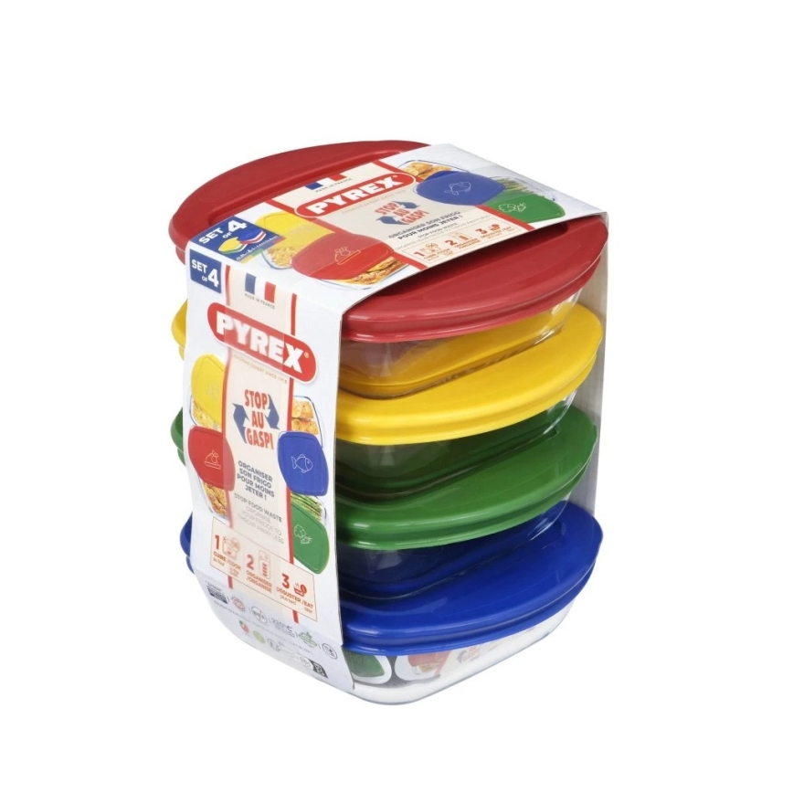 Set om 4 glasbehållare för mat PYREX 0,3 l
