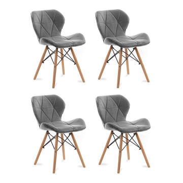 SET OM 4 TRIGO matstolar 74x48 cm ljusgrå/bok