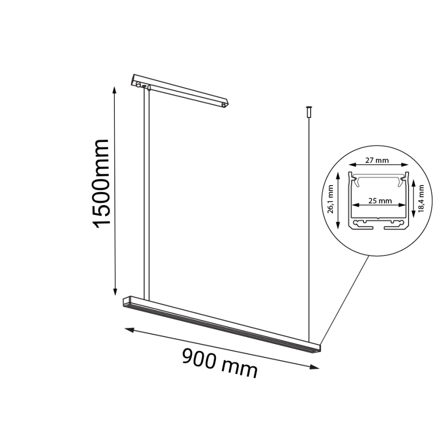 Shilo - LED Ljuskrona med upphängningsrem  LED/32W/230V 3000K CRI 90 svart