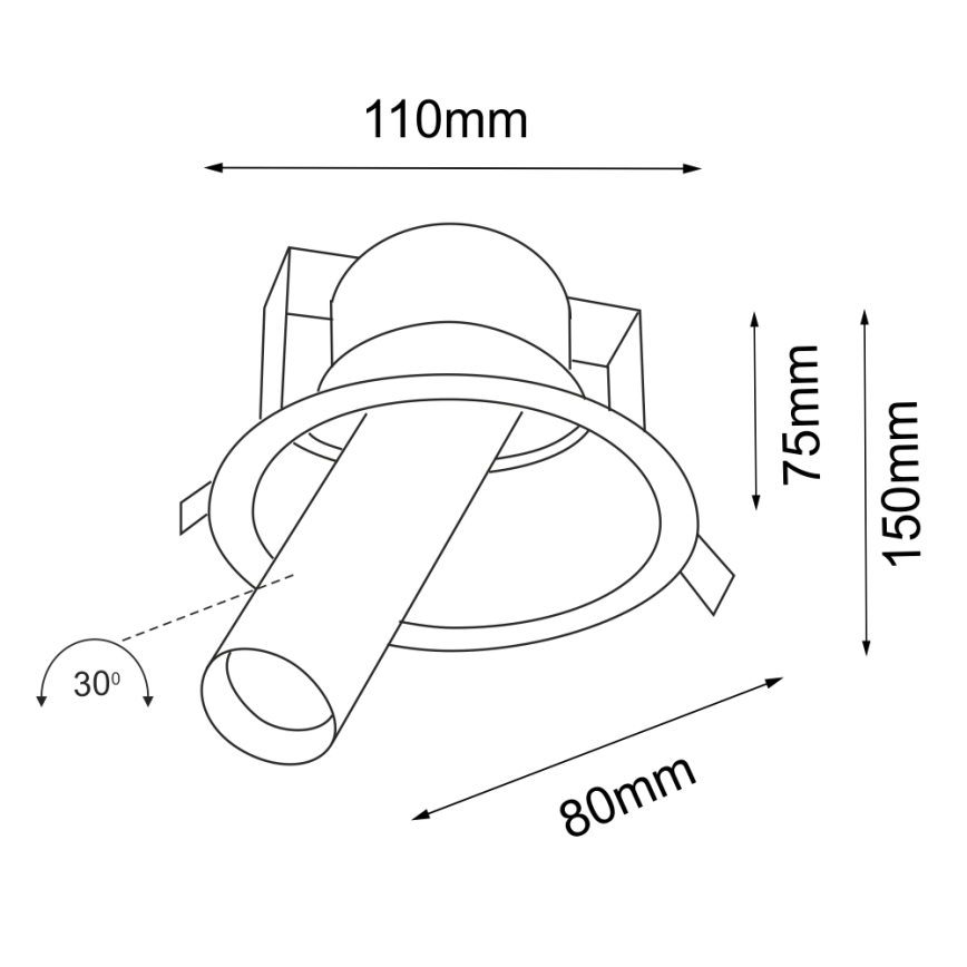 Shilo - Infälld spotlight 1xGU10/MR11/15W/230V diameter 11 cm svart