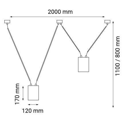 Shilo - Ljuskrona med textilsladd 2xGU10/15W/230V spindel svart
