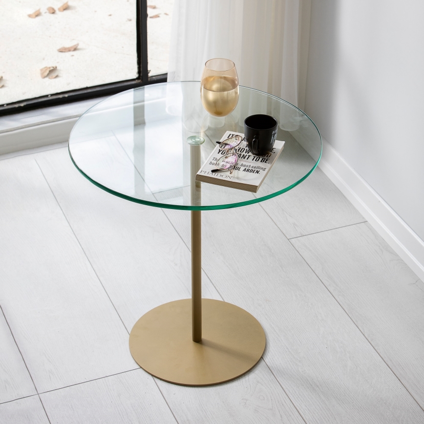 Sidobord CHILL 50x50 cm guld/genomskinlig