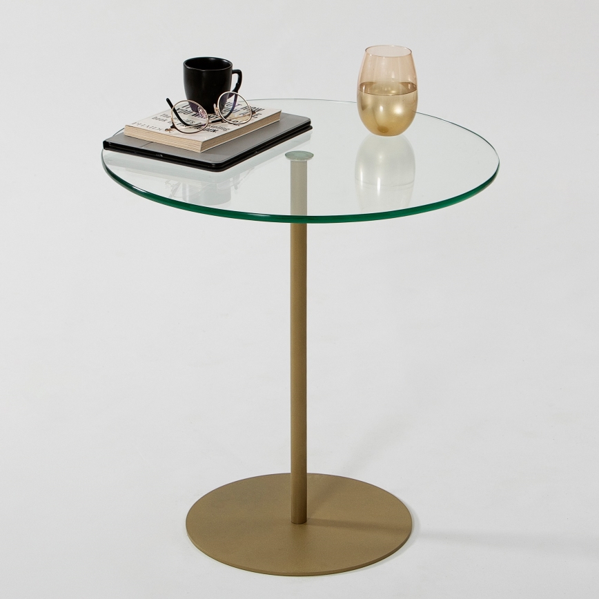 Sidobord CHILL 50x50 cm guld/genomskinlig