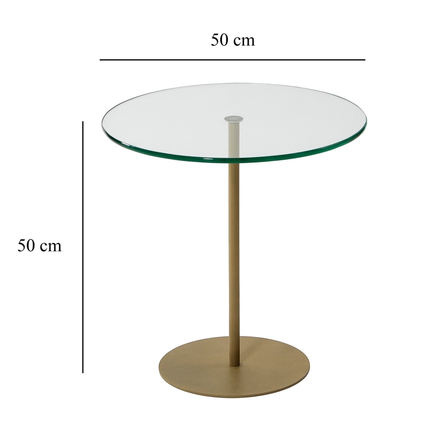 Sidobord CHILL 50x50 cm guld/genomskinlig