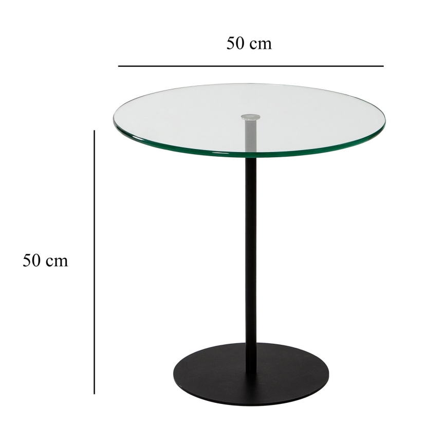 Sidobord CHILL 50x50 cm svart/genomskinlig