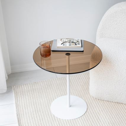 Sidobord CHILL 50x50 cm vit/brons