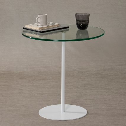 Sidobord CHILL 50x50 cm vit/genomskinlig