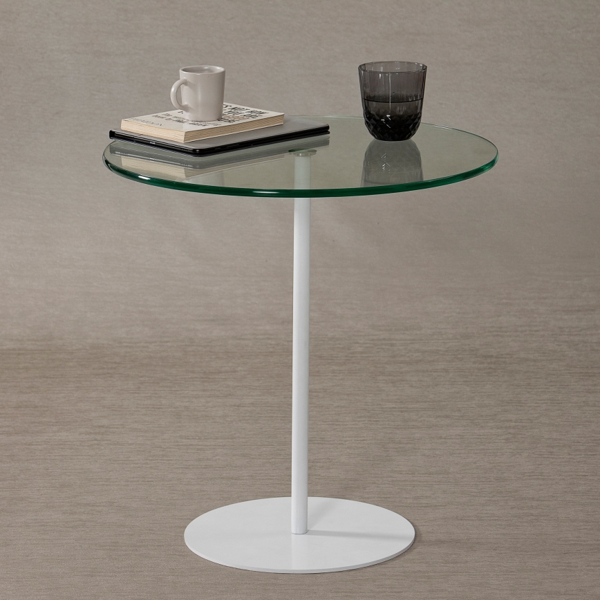 Sidobord CHILL 50x50 cm vit/genomskinlig