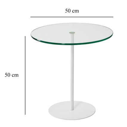 Sidobord CHILL 50x50 cm vit/genomskinlig