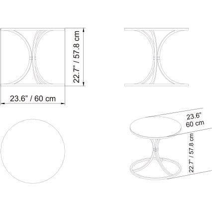 Sidobord CORLEAONE 57,8x60 cm svart