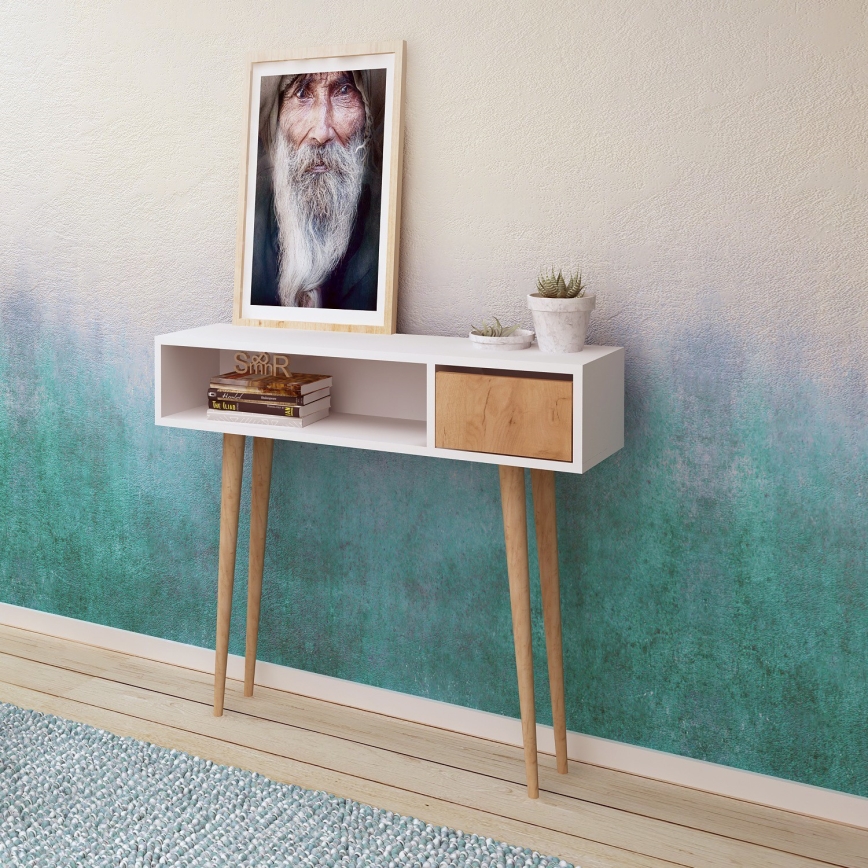 Sidobord KIOGI 94x100 cm vit/beige