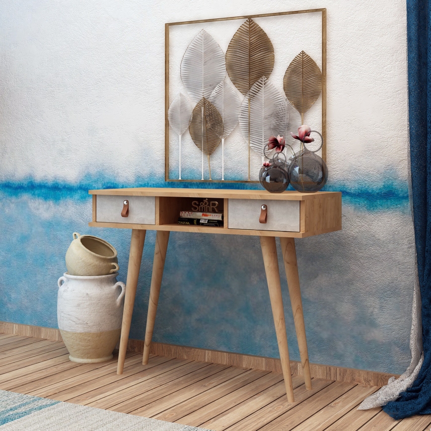 Sidobord LAWEN 88x100 cm beige/grå