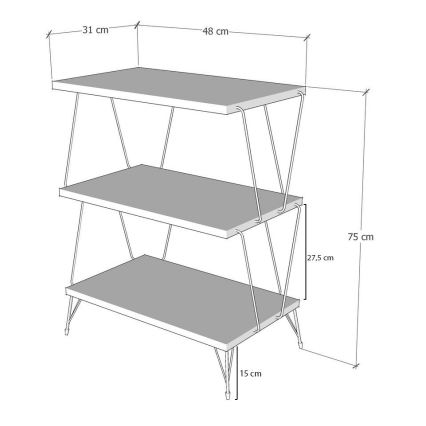 Sidobord LAZANDOS 75x48 cm brun/svart