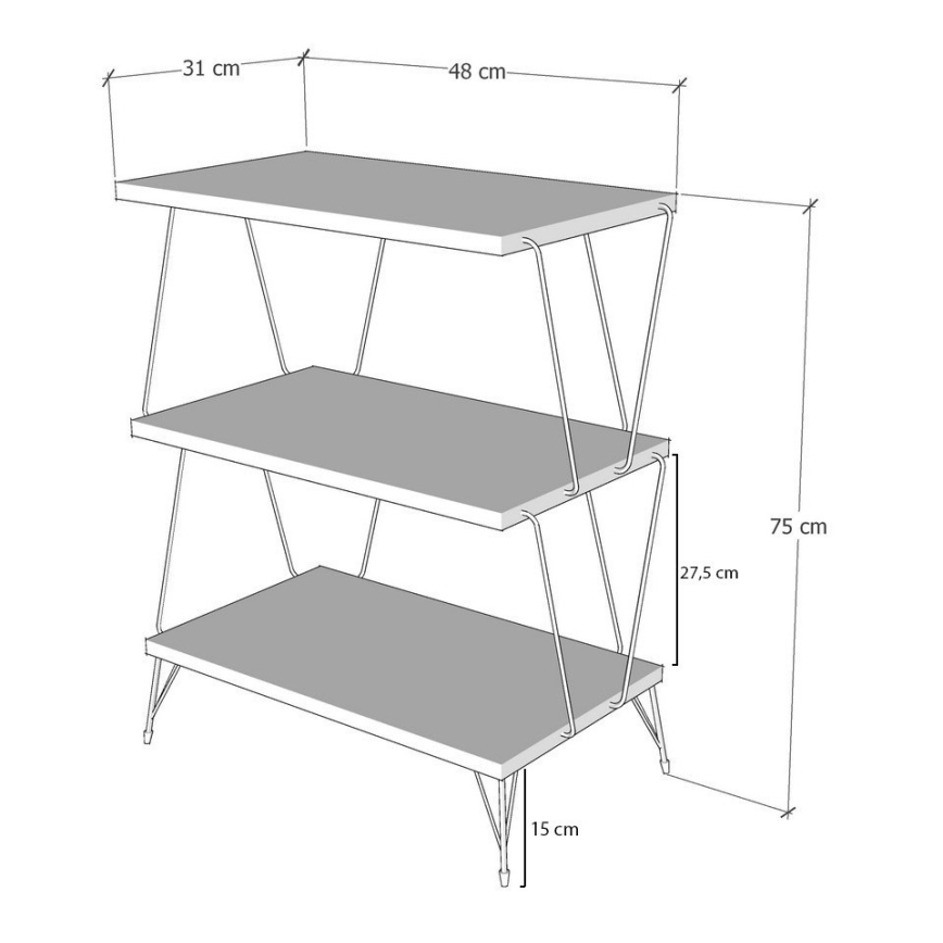 Sidobord LAZANDOS 75x48 cm brun/svart
