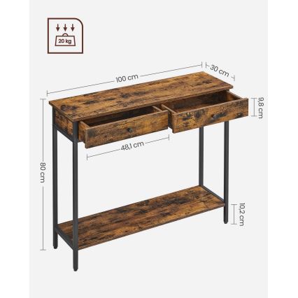 Sidobord LUVOR brun/svart